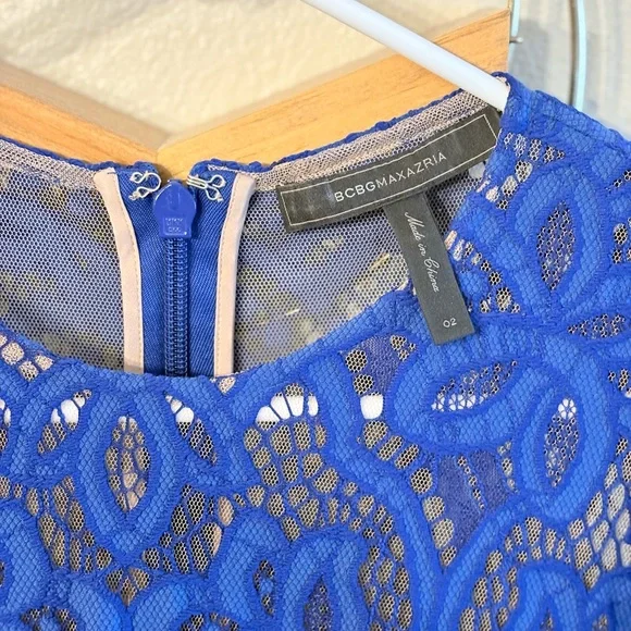 Size 2 beautiful cobalt blue mini BCBG Max Azria cocktail dress. 3/4 sleeve - Picture 3 of 3